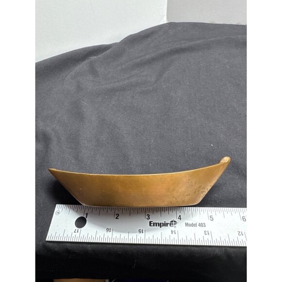 Vintage MCM Brass Canoe Shaped Cape Cod Decorative Trinket Tray Paperweight Asht - Picture 4 of 5